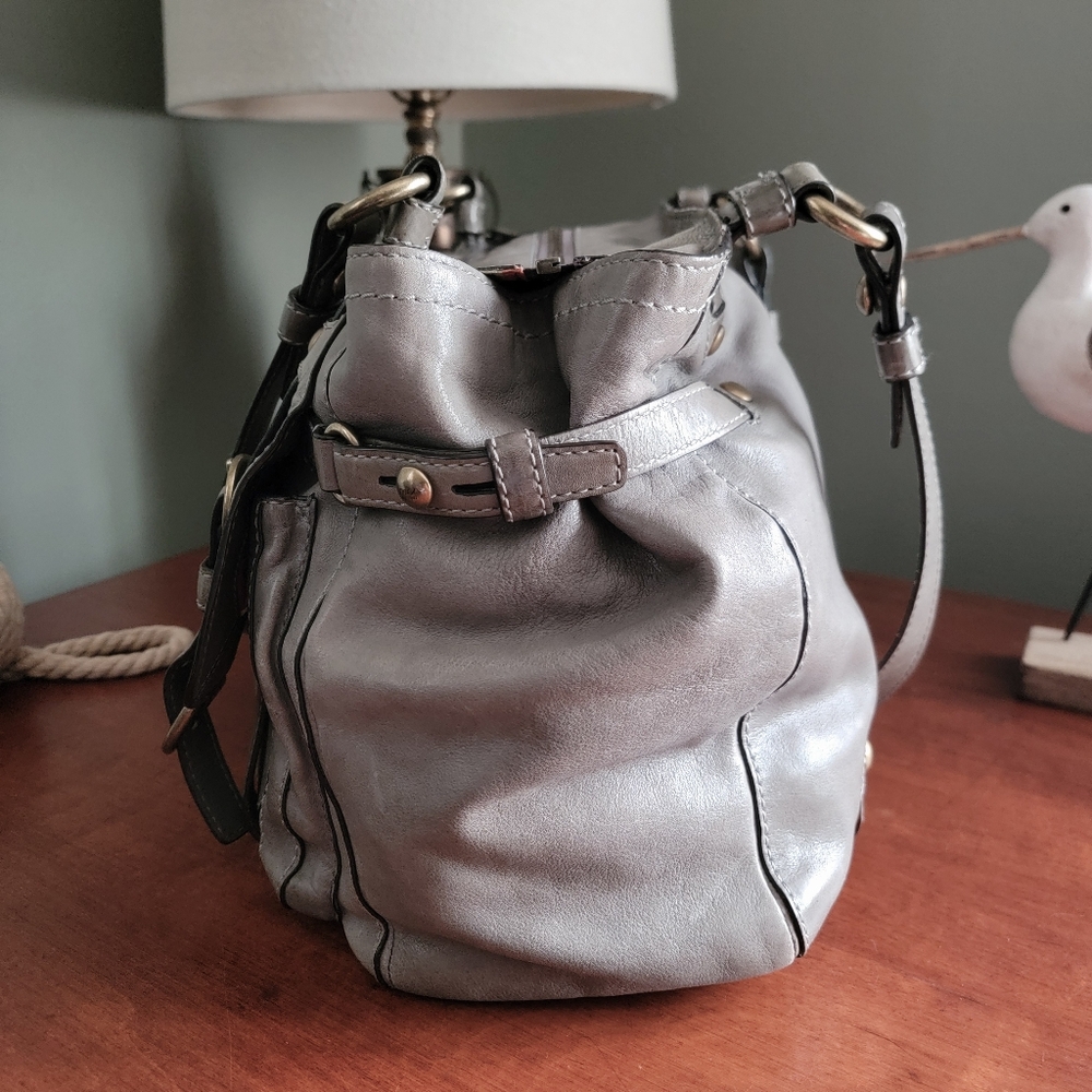 Coach 12705 Garcia Satchel Gray Olive Green Leather Y2K Brass Hardware Bag - Picture 3 of 16